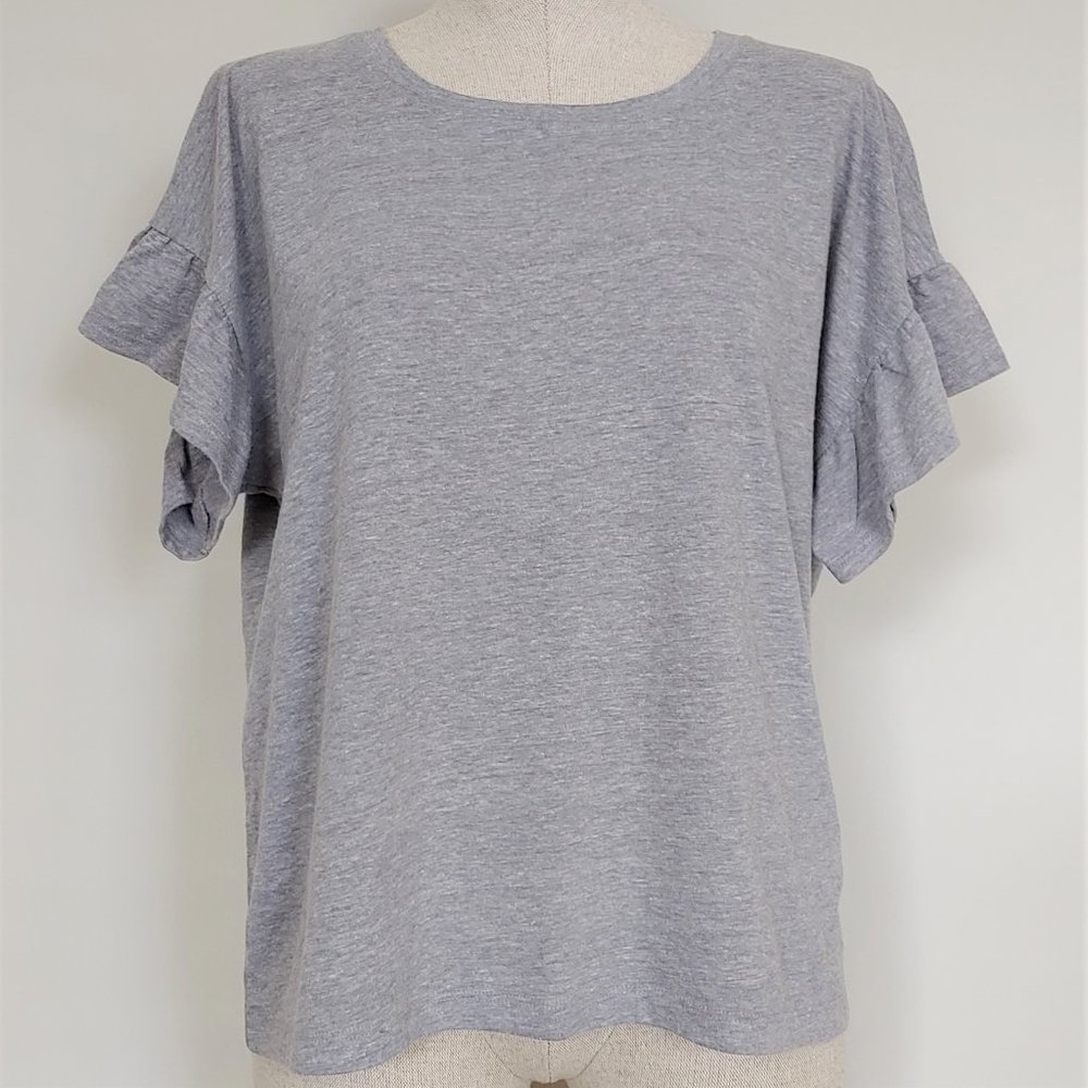 Calvin Klein Top Ruffle Sleeve Tee Shirt Med